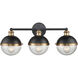 Ellmira 3 Light 24 inch Matte Black/ Aged Brass Vanity Light Wall Light